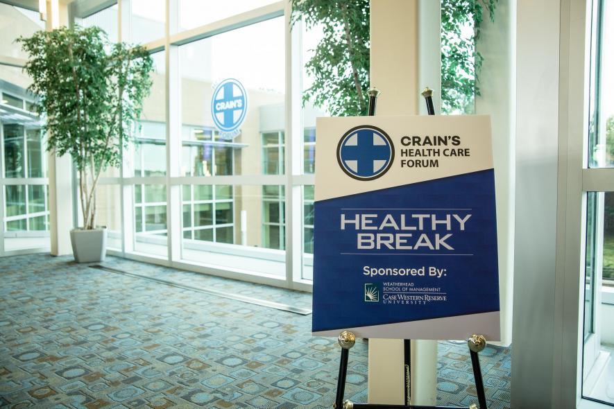 Healthy Break sign at Crain's Health Care Forum